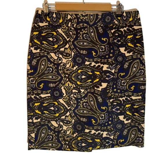 Ann Taylor Paisley Pencil Skirt Size 12  100% Cotton Shell & Polyester Lining - Picture 1 of 12